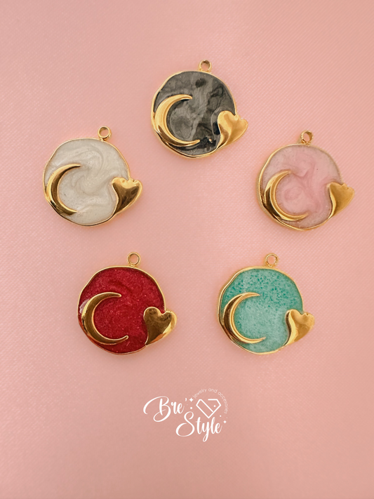 Moon and heart charm